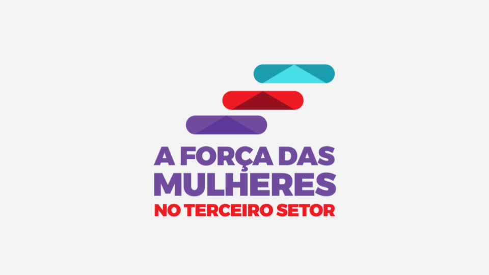 Logo A Força das Mulheres no terceiro setor. Símbolo representa uma escada com três degraus.