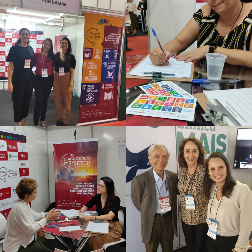 Conjunto de quatro fotos, em mosaico, de participantes do Congresso Mineiro de Municípios.